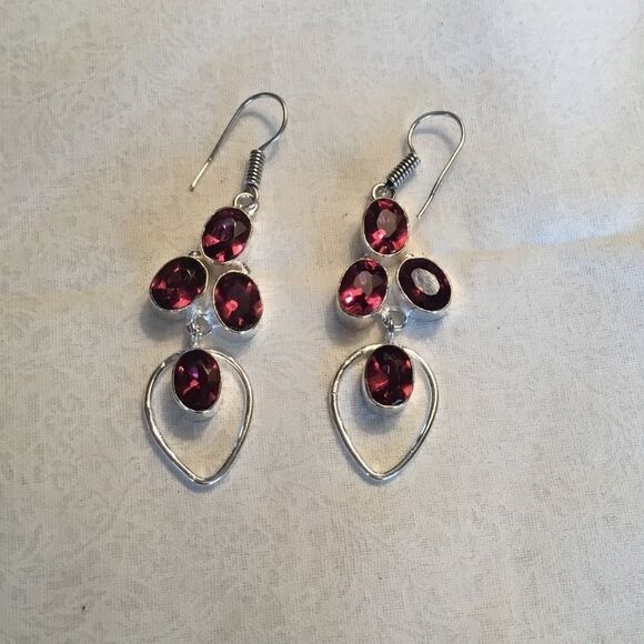 NWOT. Sterling Silver Pink Amethyst Earrings - Picture 2 of 10